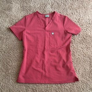 Classic V-Neck Short Sleeve One Pocket Scrub Top in Rose